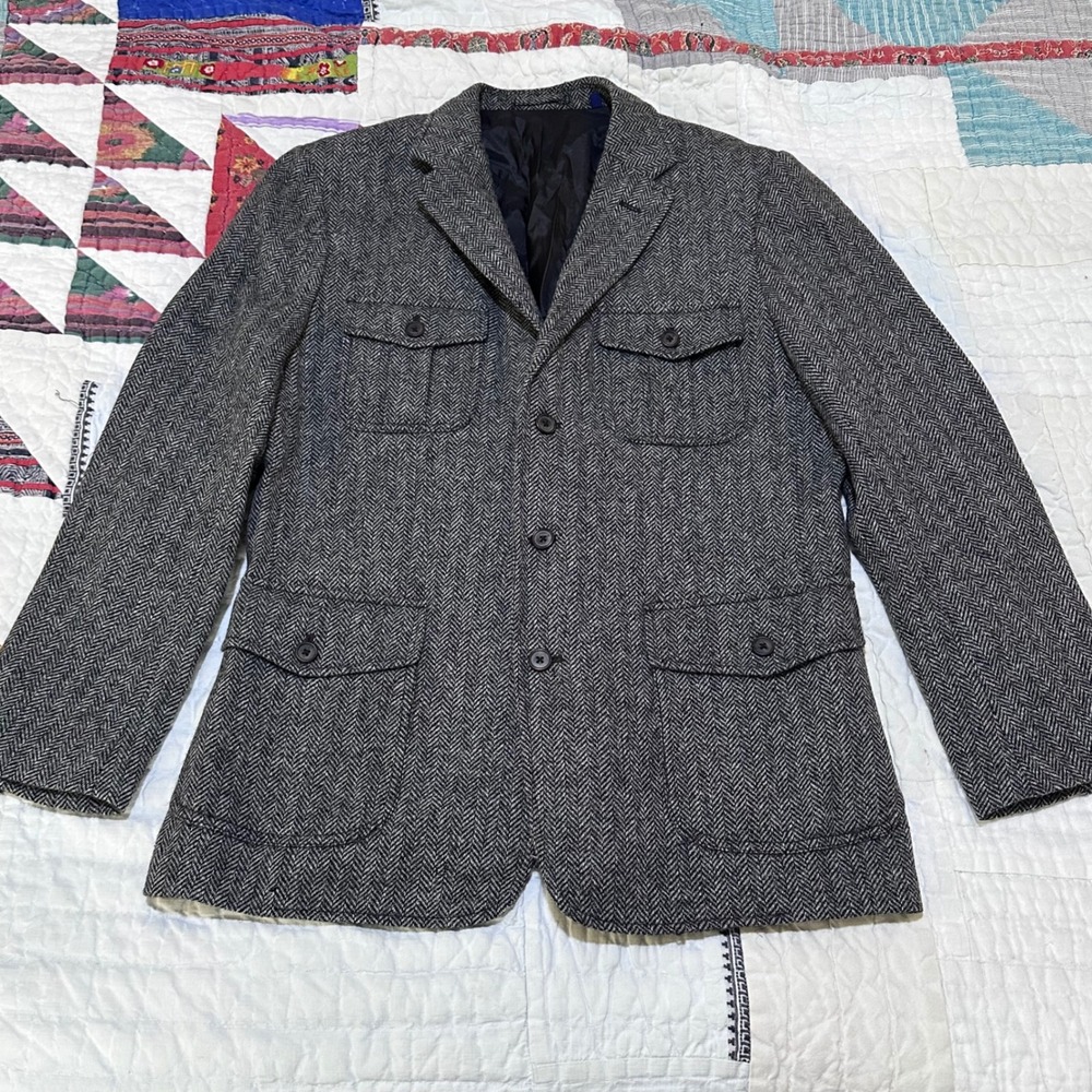 Martin + Osa Sport Coat Grey Herringbone Wool Blazer Fall 09 L 41/42